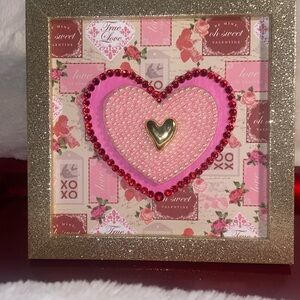 Heart Wall Art with Gold and Pink Accents